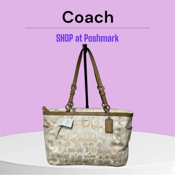 NEW COACH Gallery Optic Signature Shoulder Handbag Tote Bag - Picture 9 of 10